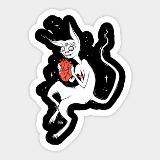 Cute Creepy Monster Cat, Dark Goth Art Sticker